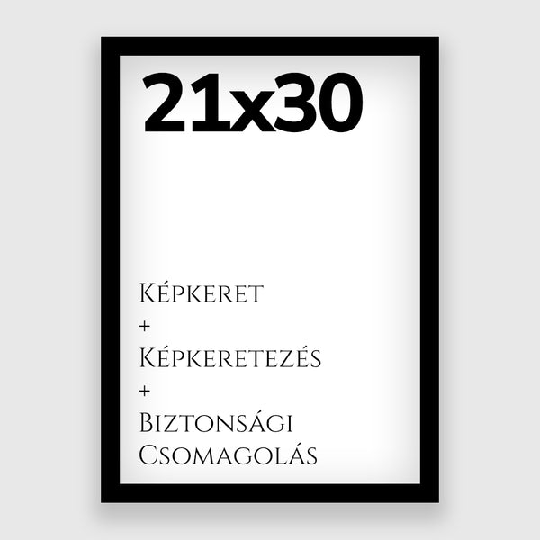 21x30cm Képkeret - Fekete Festett Fa