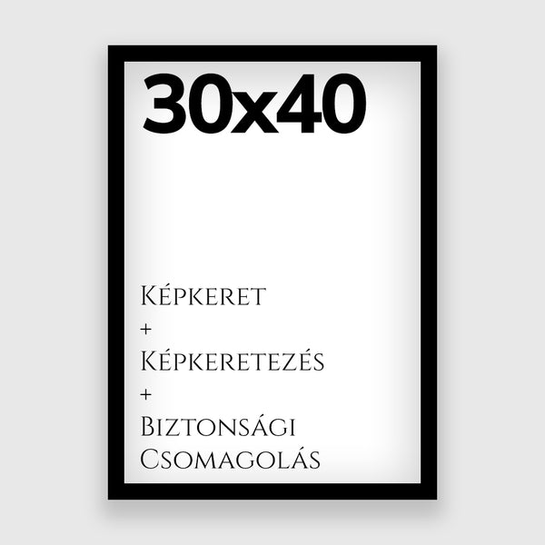 30x40cm Képkeret - Fekete Festett Fa