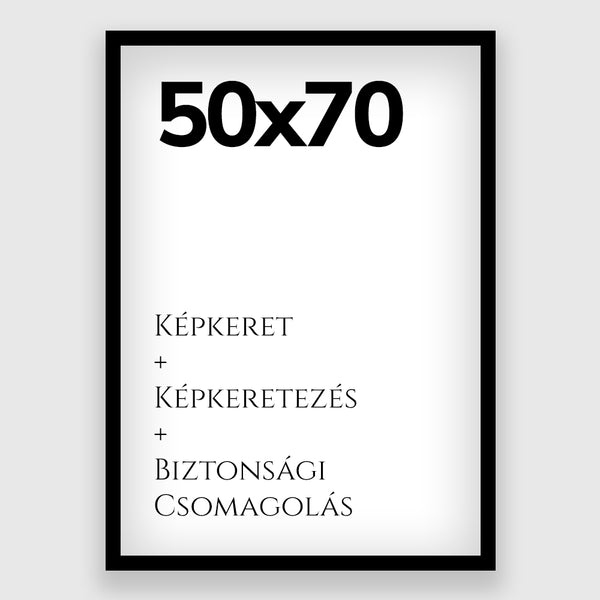 50x70cm Képkeret - Fekete Festett Fa